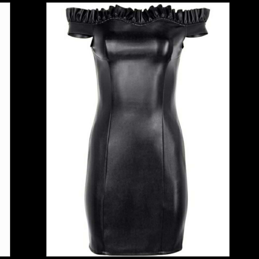 Venus Black Faux Leather Dress